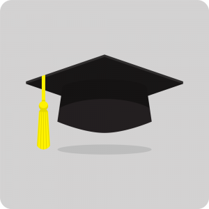 Cartoon rendering of a graduation cap.