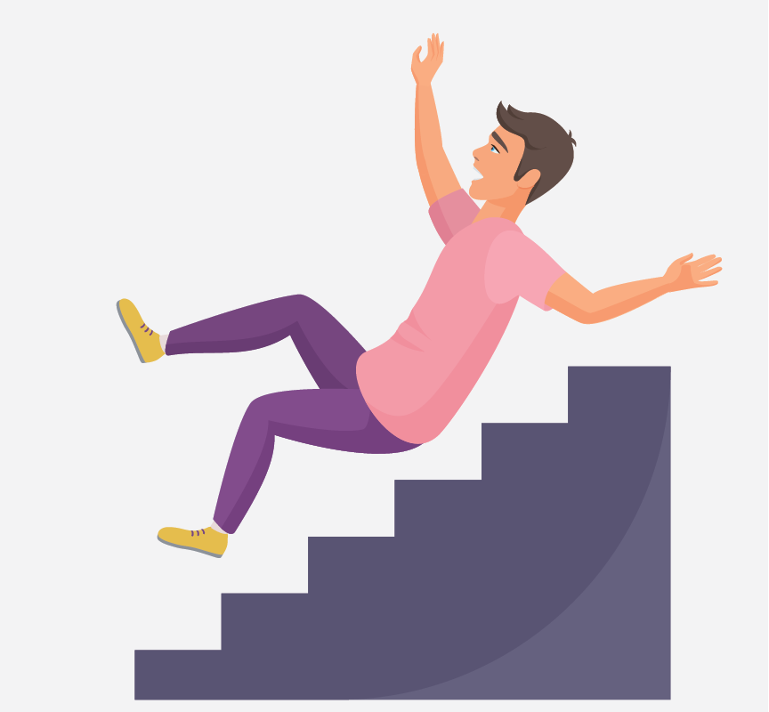 A man falling down the steps