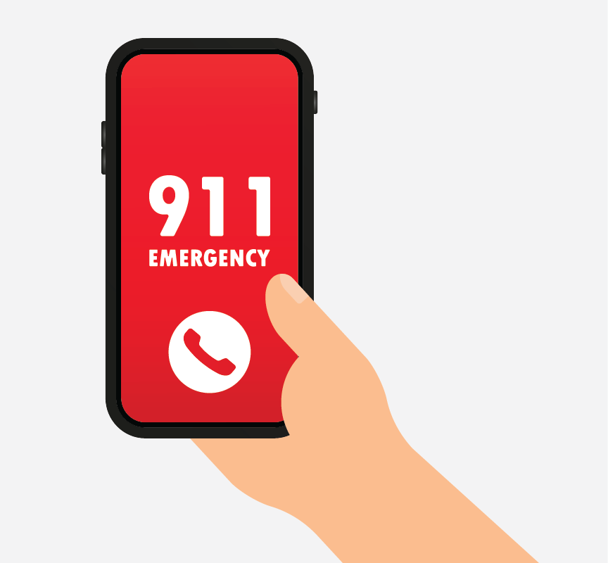 A cell phone calling 9-1-1.