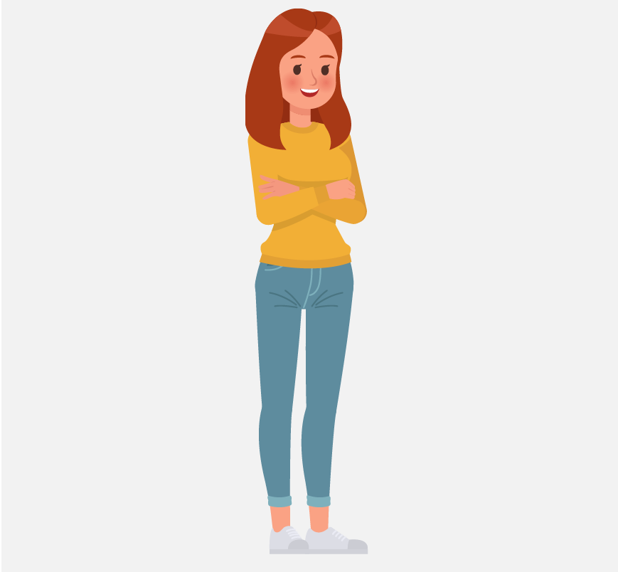 Graphic of a woman standing with all her clothes on.