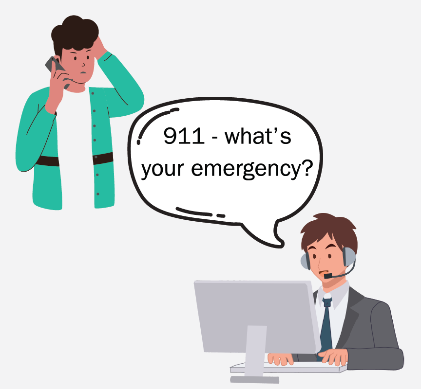 A person on the phone and an operator saying, 