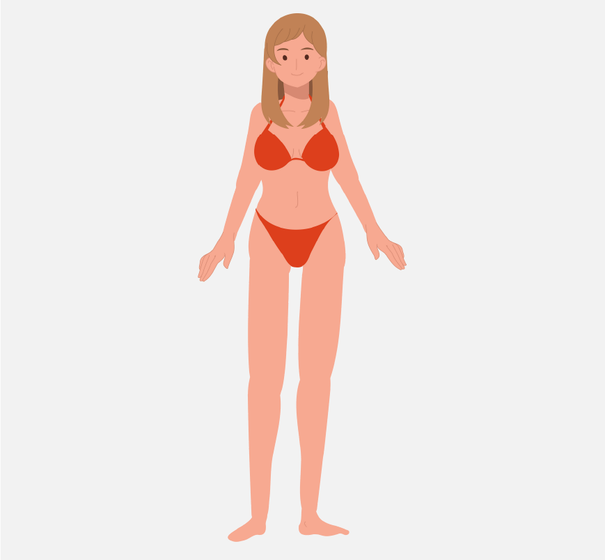 Graphic of a woman standing with only a bathing suit on.