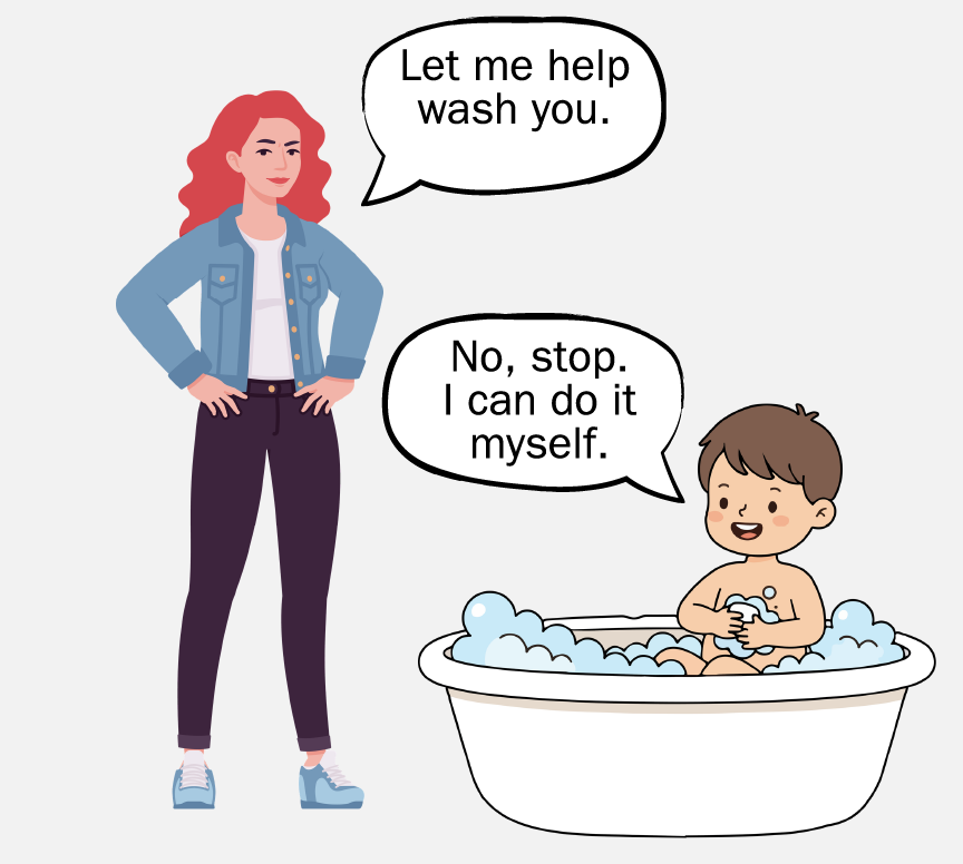 The woman tells the boy, 