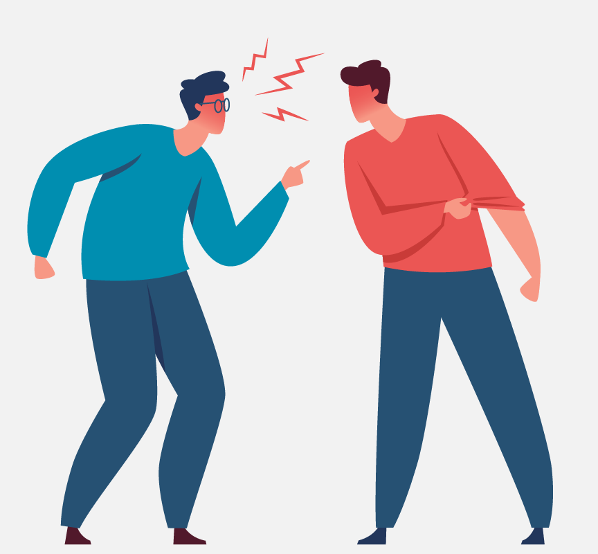 Two men arguing.