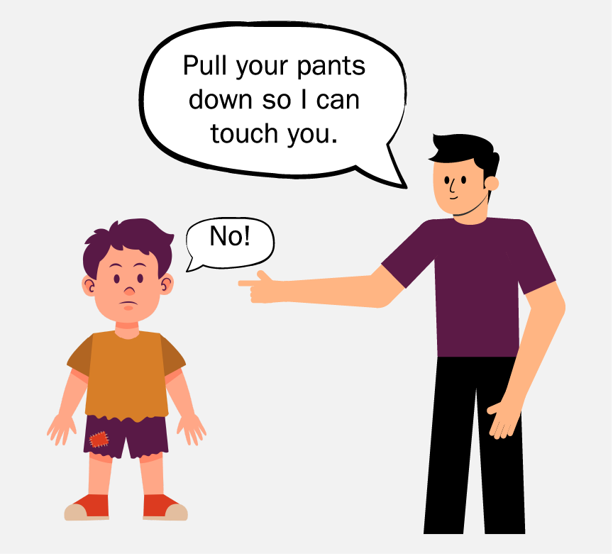 An older man tells a young boy, 