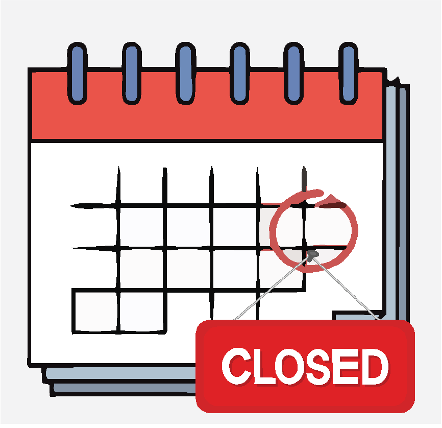 A calendar with a date circled. There is a red closed sign on that date.