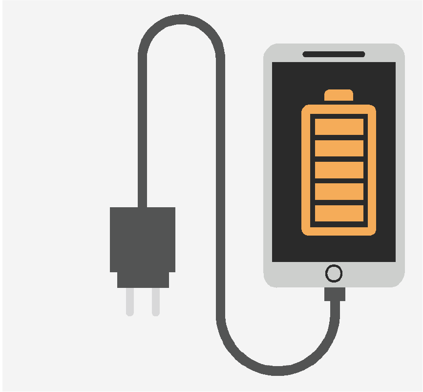 A phone plugged into a charger.