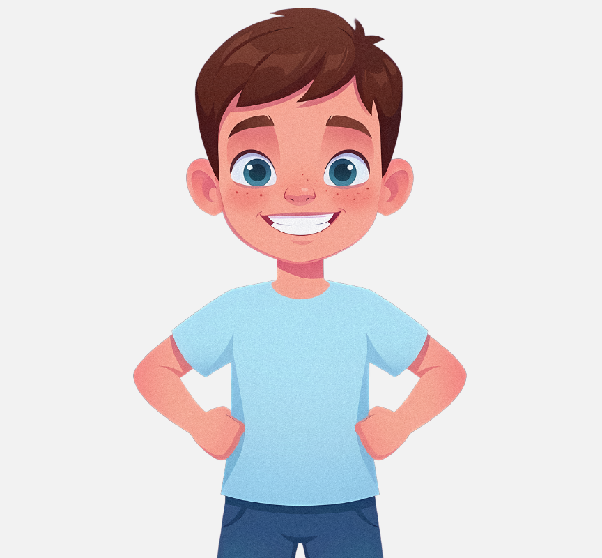 A boy looking happy and confident.