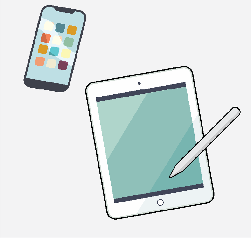 A smartphone and an iPad.