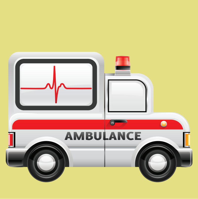A side view of an ambulance.