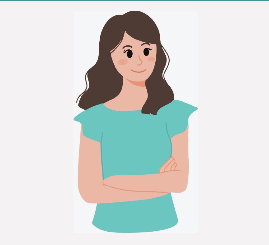 A girl with her arms crossed.