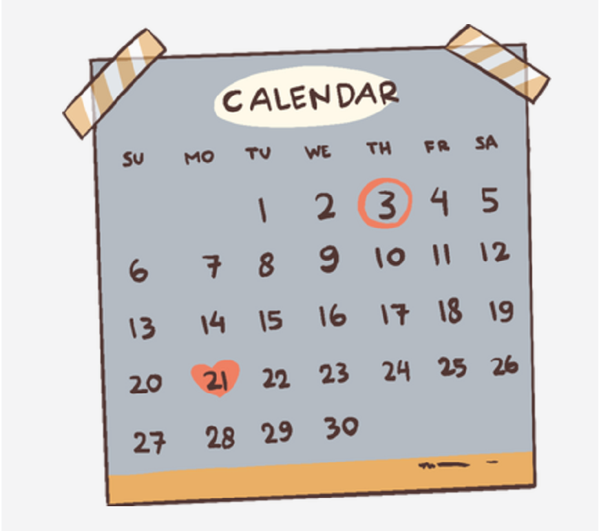 A calendar with two dates circled in red.