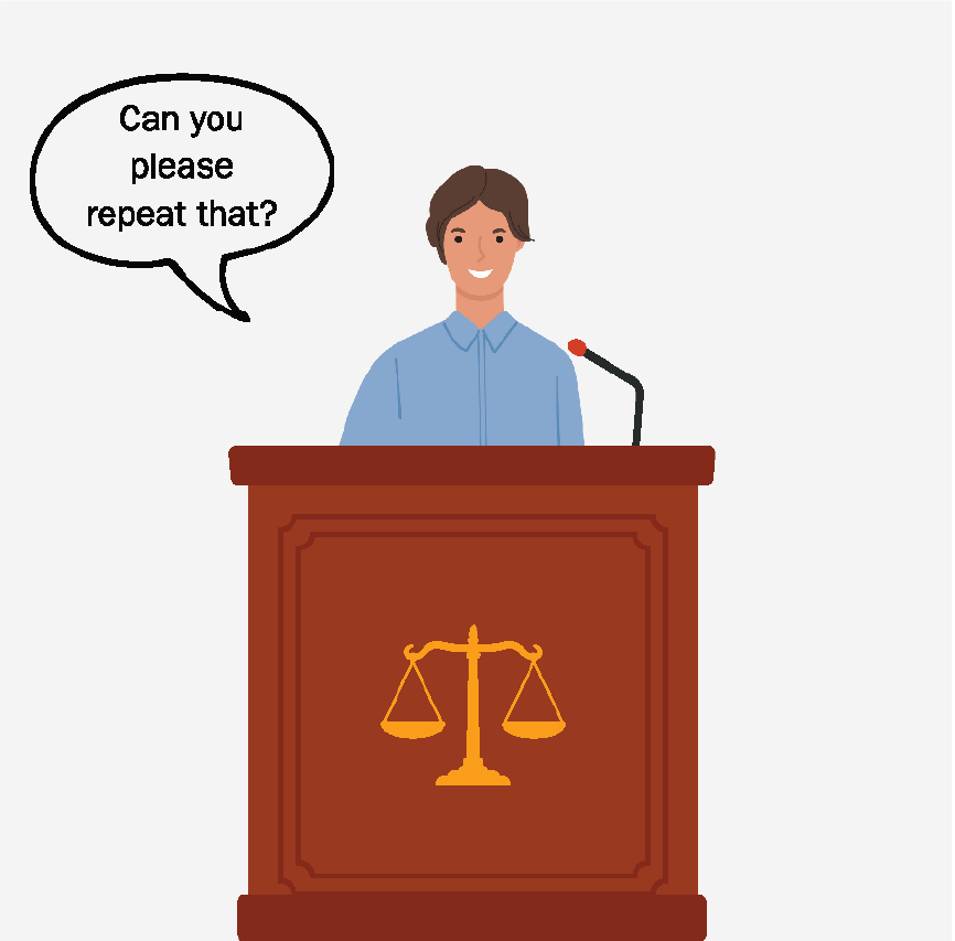 A man sitting at a witness stand asking, 