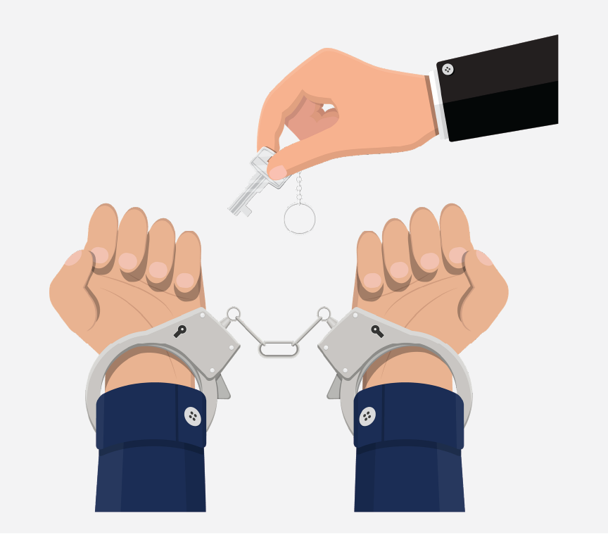 A police officer unlocking handcuffs
