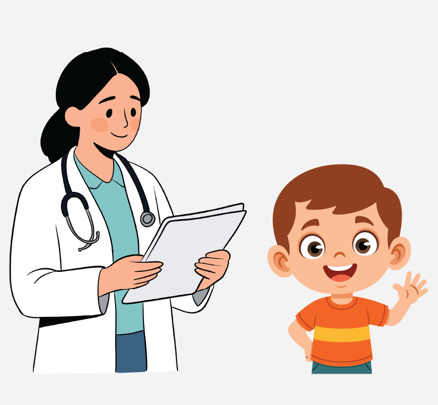 A doctor examining a young boy.