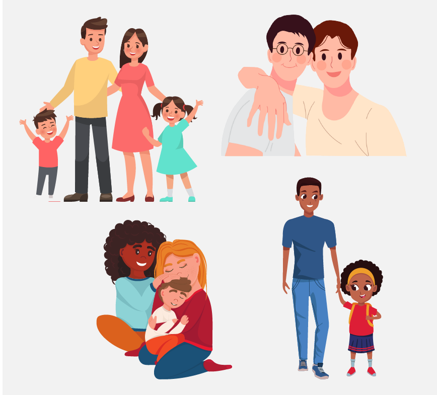 Four different groups of families.