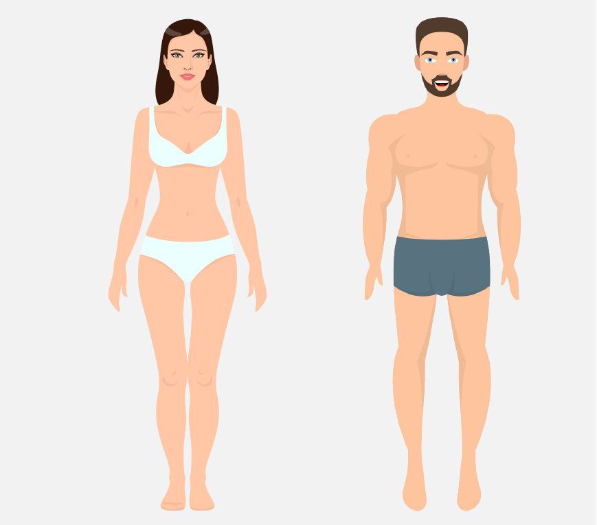 Graphic of a man and a woman standing in their underwear.