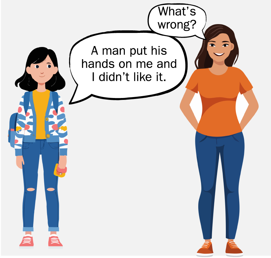 A woman asking a young girl, 