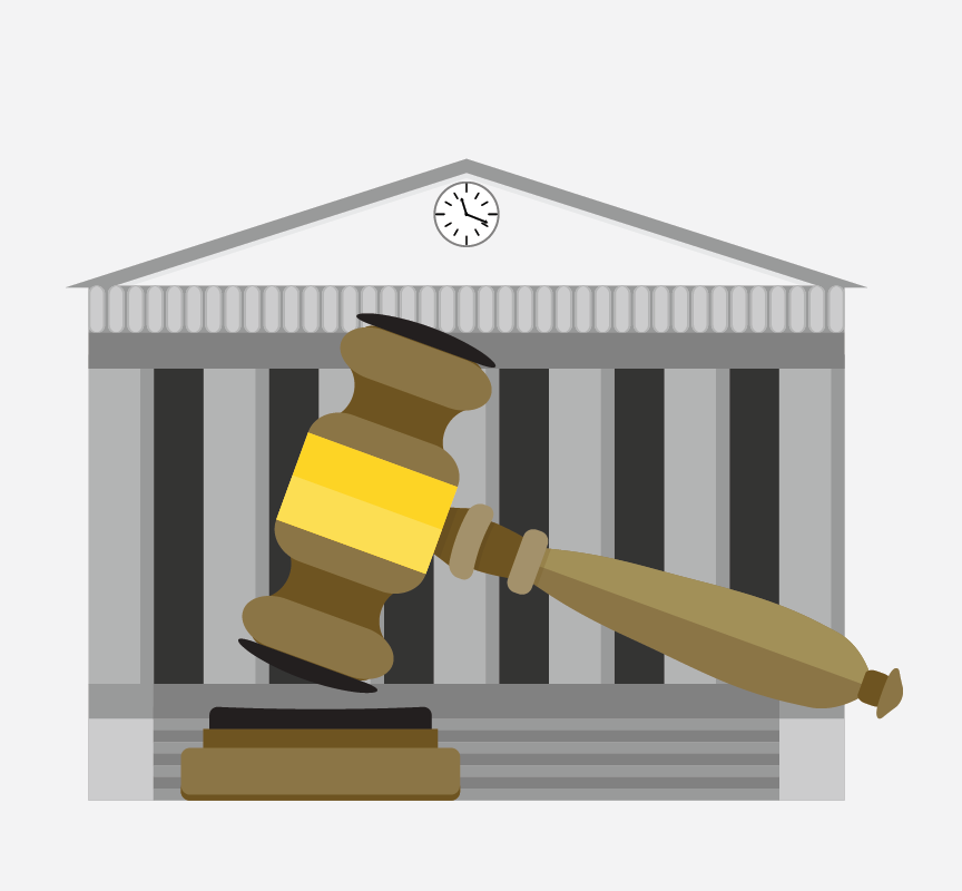 graphics of a gravel and a courthouse