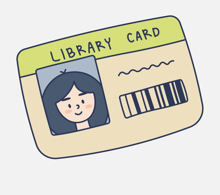 A library card with a bar code and a picture of a girl.