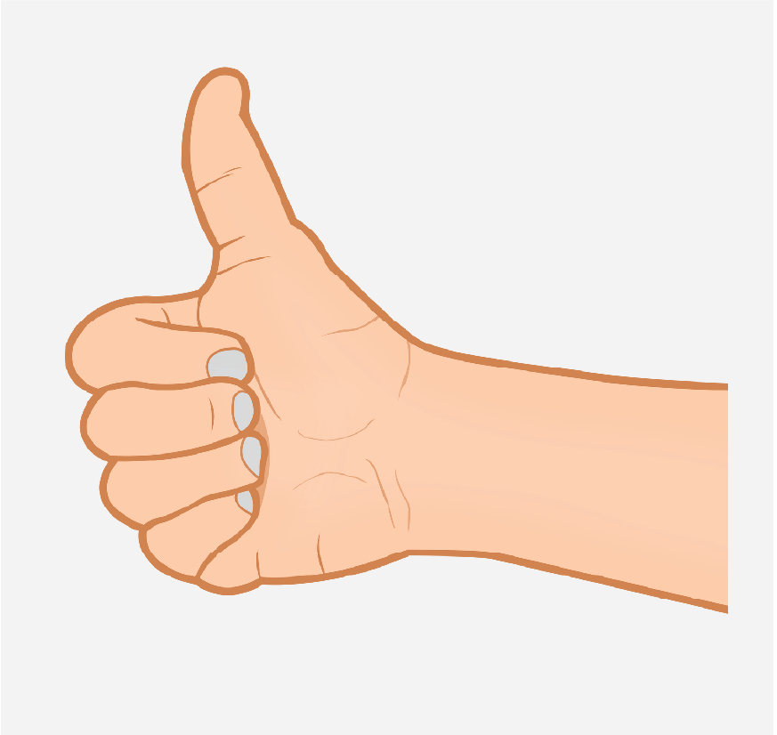 Una mano con el pulgar levantado.