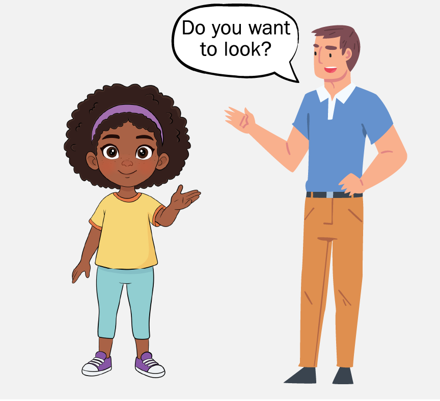 A man asking a young girl, 