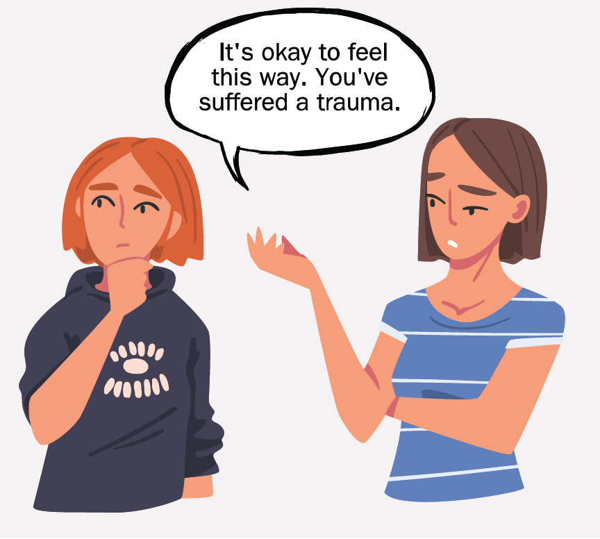 A girl says to another girl, 