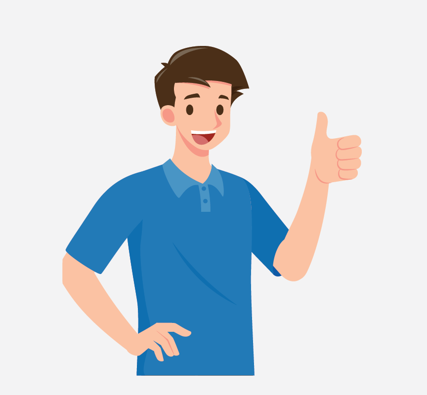 A boy giving a thumbs up.
