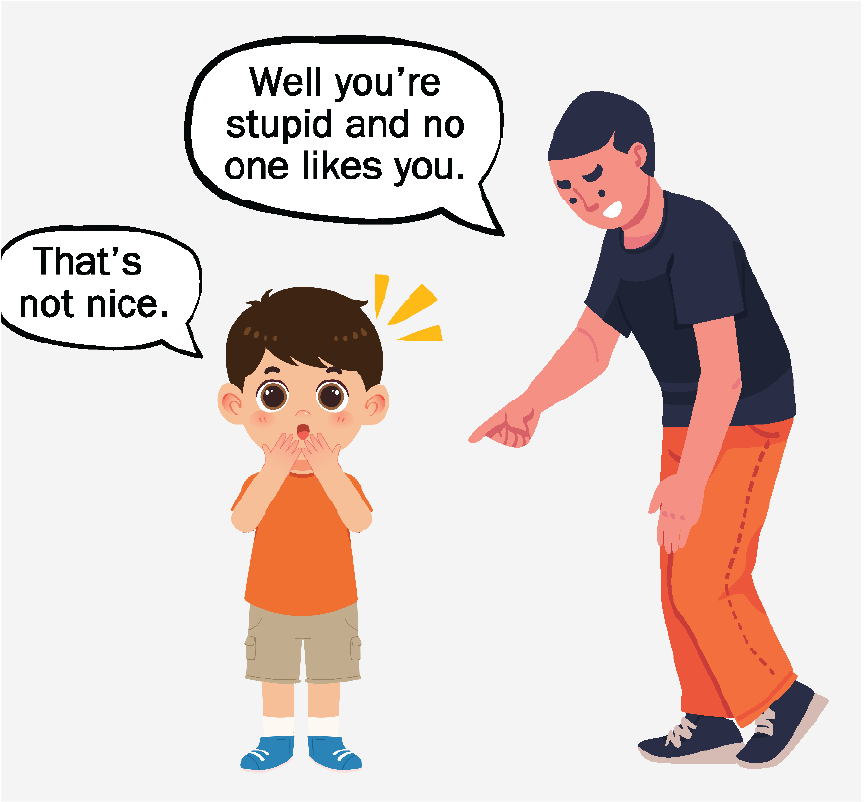 A boy saying, 