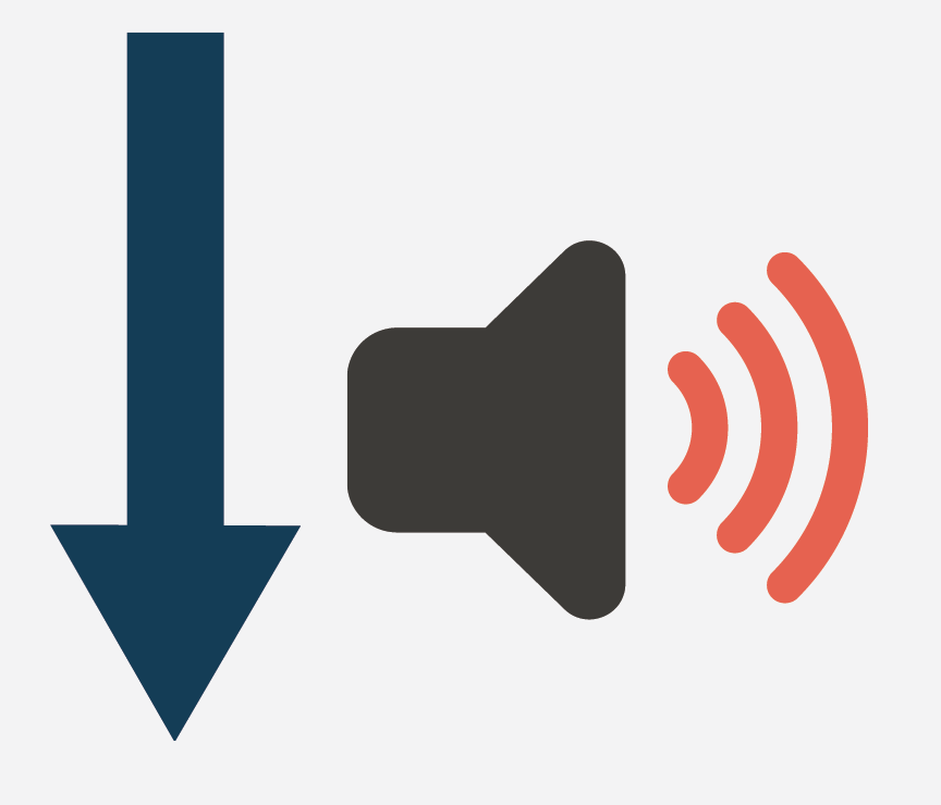 A speaker with a down arrow.