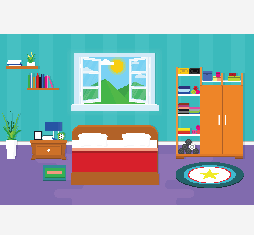 A scene of bedroom.