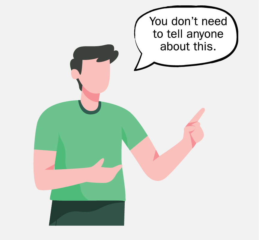 A man pointing his finger and saying, 