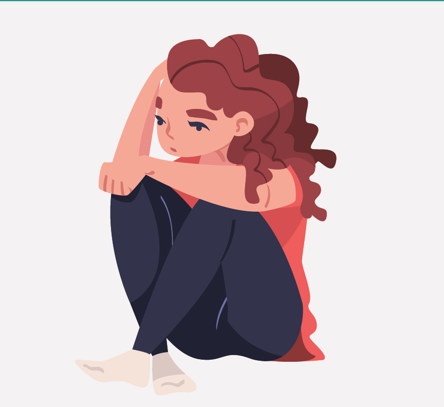 A tired-looking girl sitting on the floor.