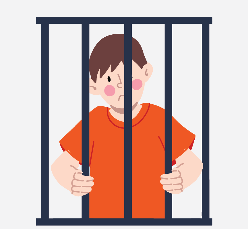A boy in a jail cell