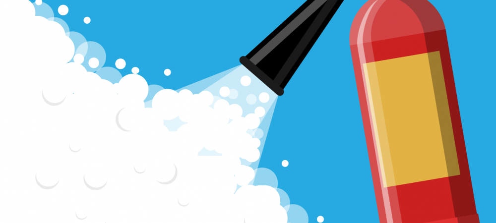 Cartoon rendering of a fire extinguisher.