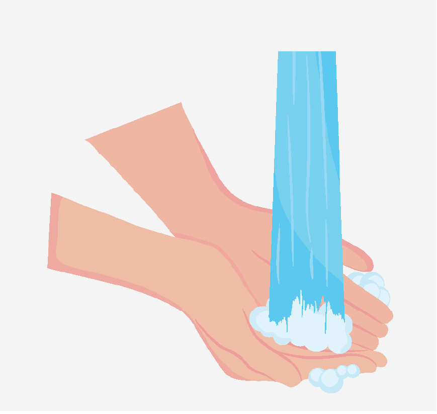 Две руки под проточной водой.