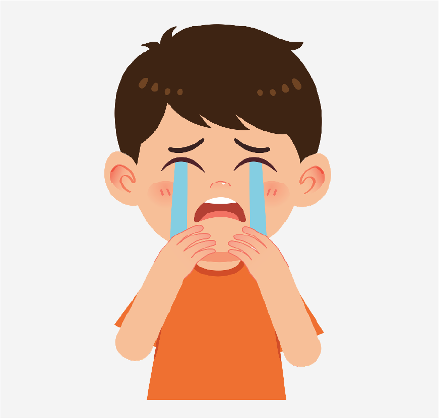 A young boy is crying.