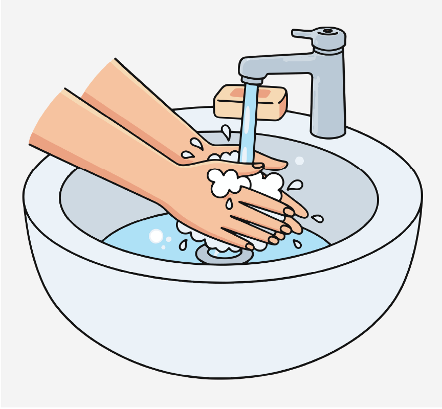 A graphic of hand washing