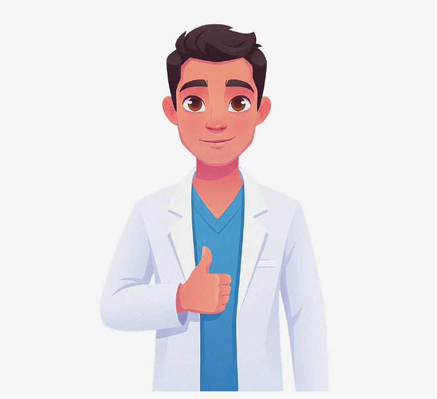 A male doctor giving a thumbs up.