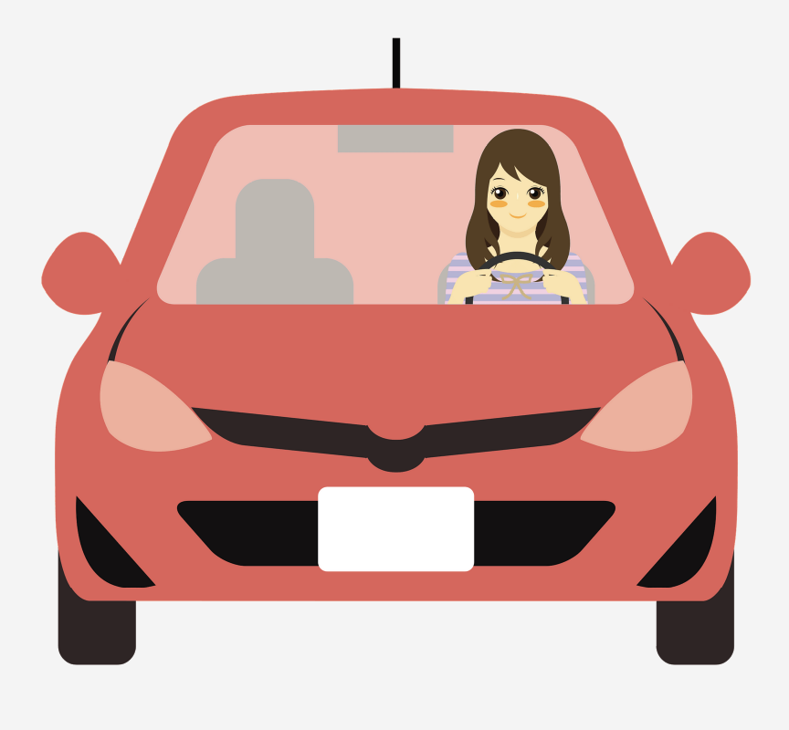 A woman waiting in a car.