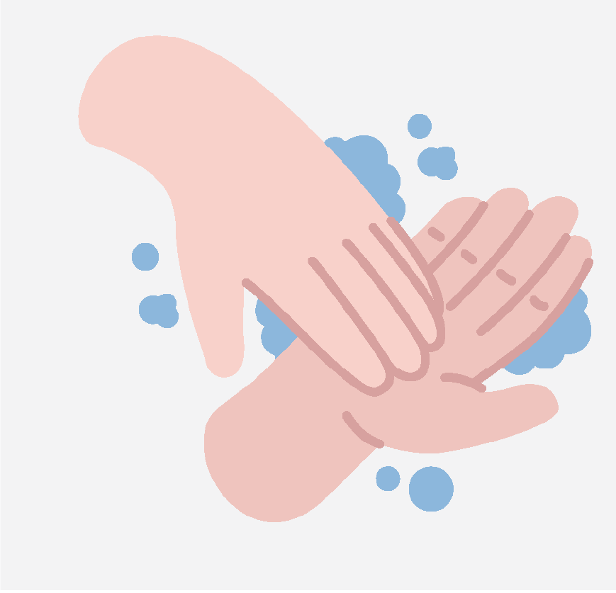 Two hands being washed with soap.