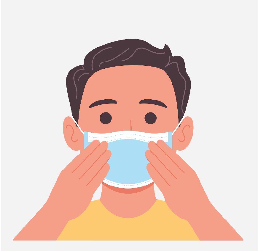 Un hombre con cubrebocas que se toca la cara.