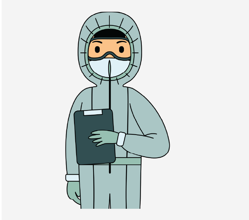 A healthcare worker wearing a protective suit.