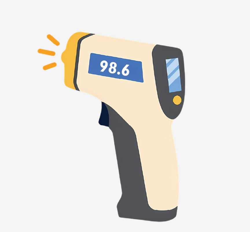 A thermometer reading 