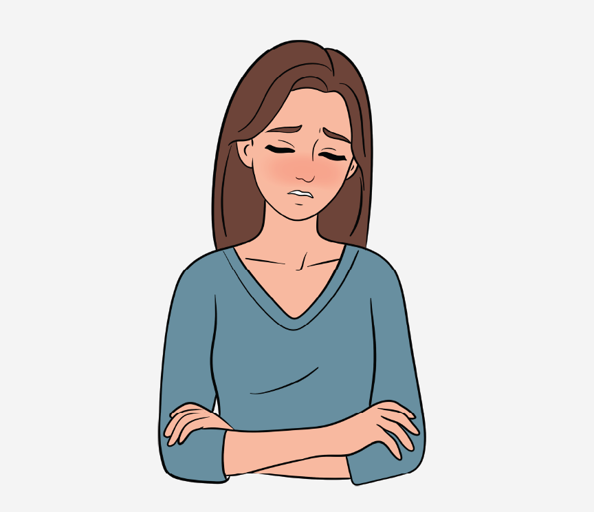 A woman who is not feeling well.