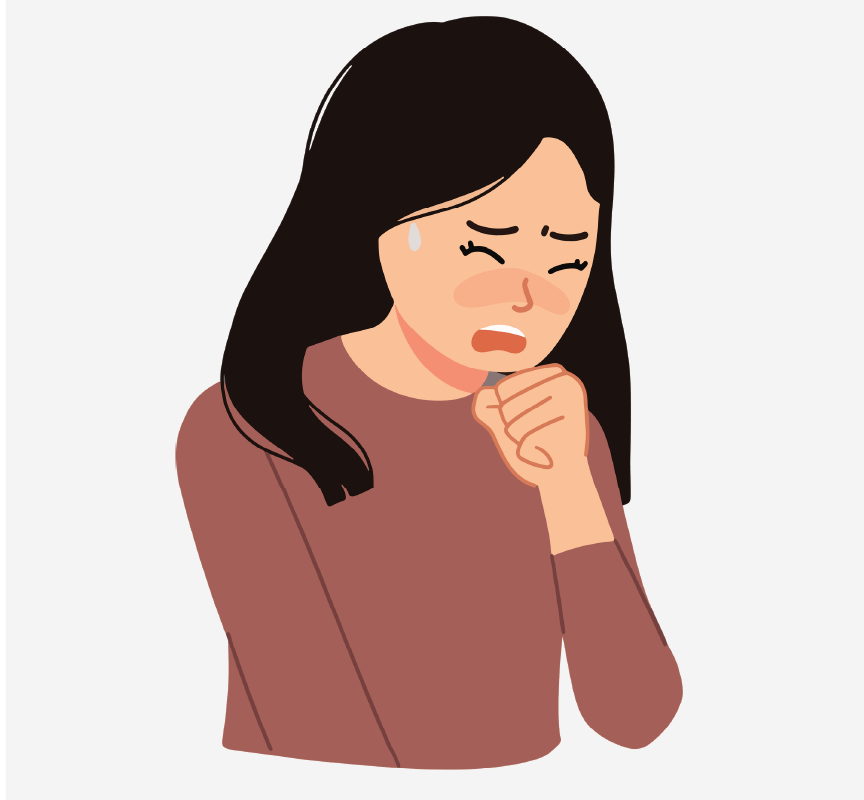 A woman coughing