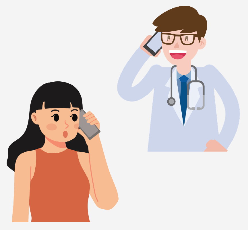 A woman talking on the phone to her doctor.