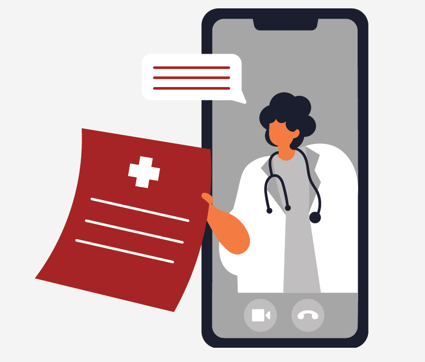 A cell phone with an image of a doctor.