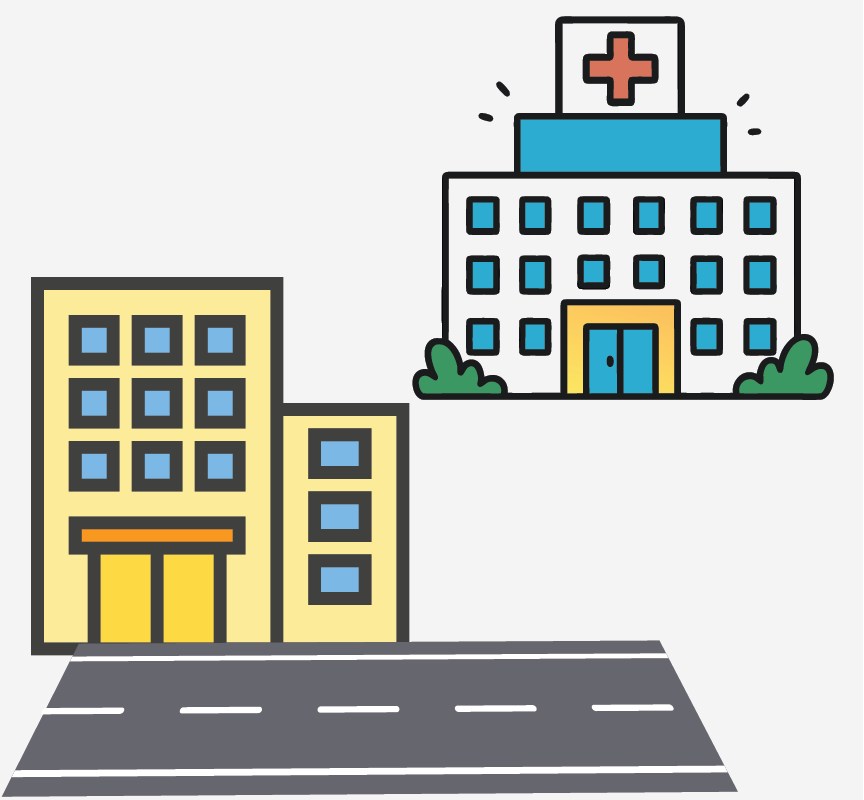 A hospital and a doctor's office