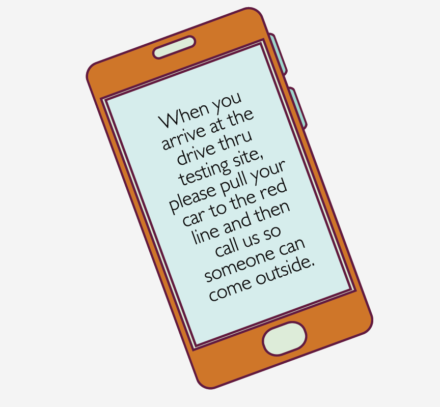 A cell phone with the words, 